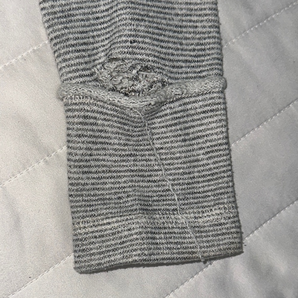Mossimo Supply Co. Light Blue Denim Jacket with Striped Gray Sleeves - Picture 5 of 10